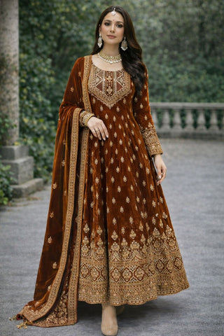 VELVET ANARKALI 3PCS SUIT SET
