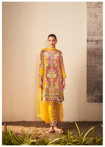 Floral Printed Silk Crepe Suit