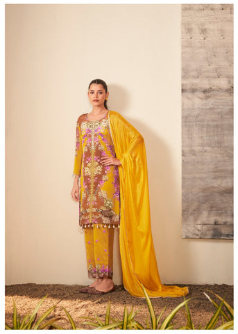 Floral Printed Silk Crepe Suit