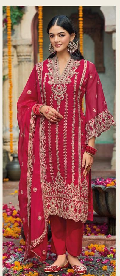 Deep Crimson Red Royal Embroidered Suit Set