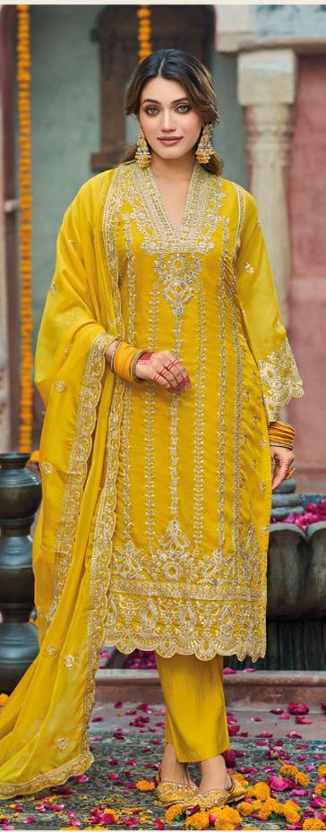 Mustard Yellow Royal Embroidered Suit Set