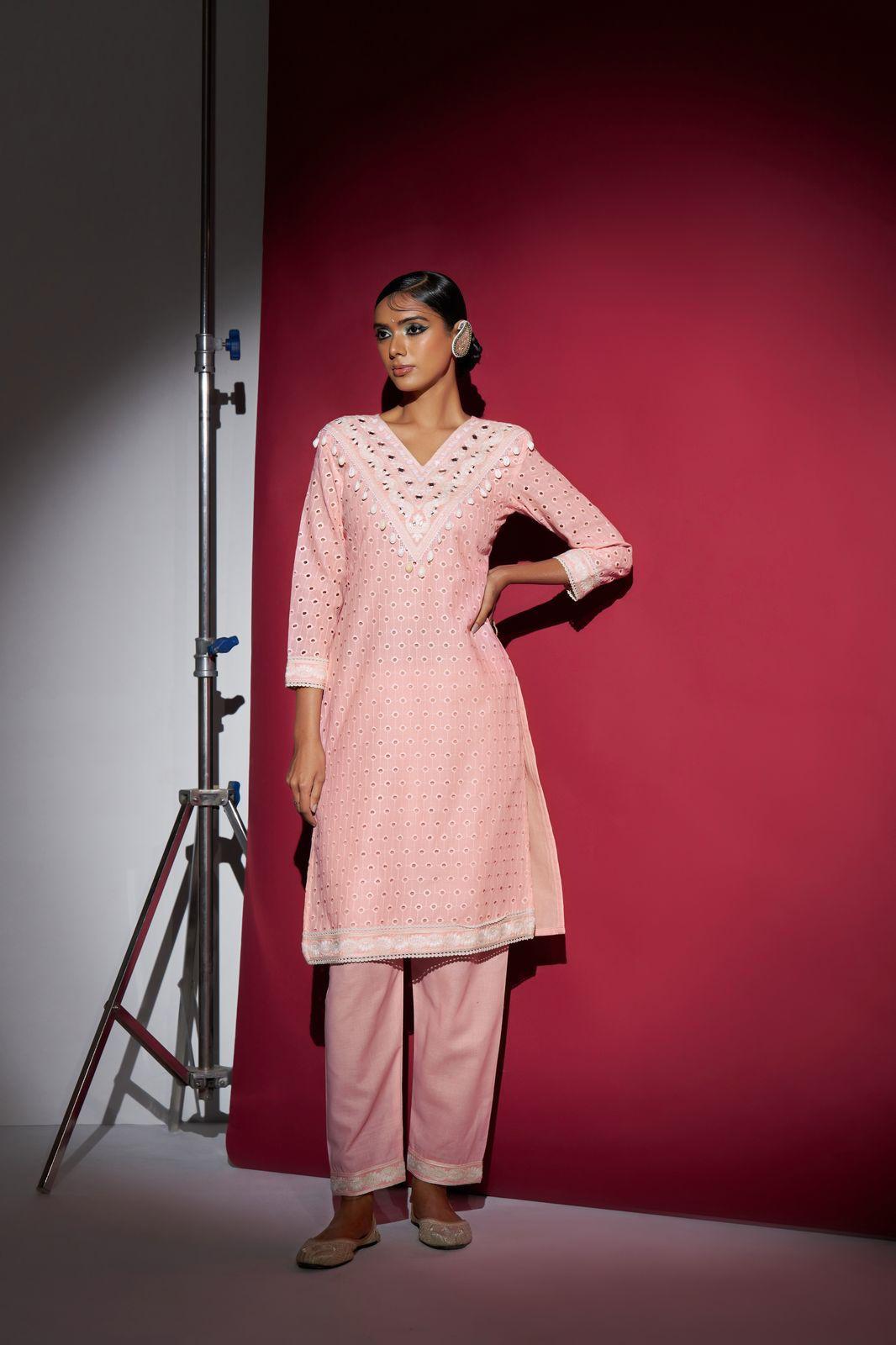 Blush Pink Handwork Kurta Set