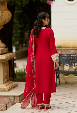 Red Color Dupatta Set